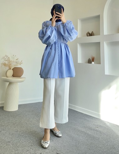 HY24311 düğmeli poplin gömlek -...