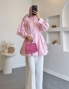 8920 gül broş tunik  - pembe