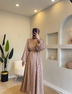 6027 zincir desen elbise vizon