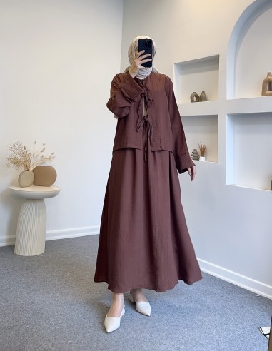 7332 bağlamalı ikili takım - kahverengi