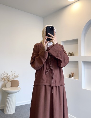 7332 bağlamalı ikili takım - kahverengi