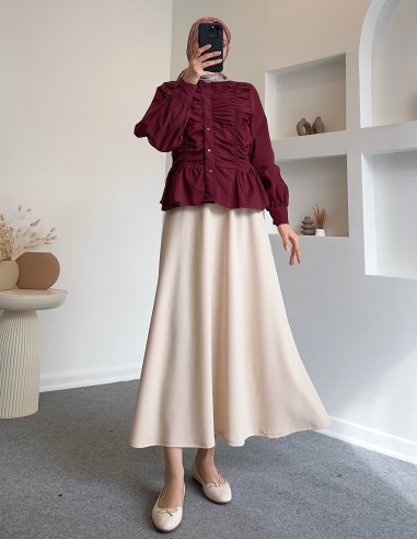 0001 poplin gizlik lastik gömlek - bordo