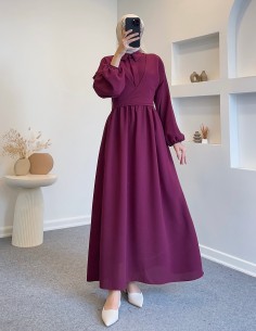 8645 Cansel elbise bordo