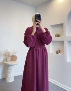 8645 Cansel elbise bordo 2