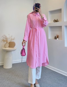 7774 çizgili kuşaklı tunik...