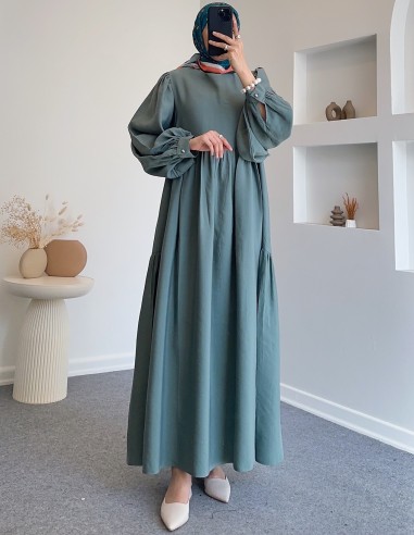 8356 kemerli elbise - Mint