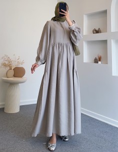 8356 kemerli elbise - Gri