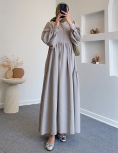 8356 kemerli elbise - Gri 2