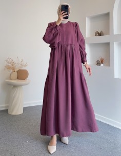 8356 kemerli elbise - mor