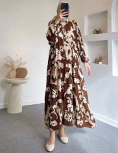 5100 desenli viskon elbise...