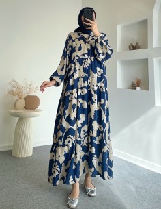 5100 desenli viskon elbise...