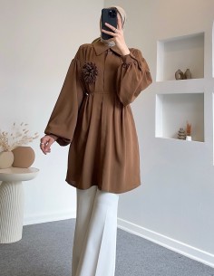 1400 çiçekli broşlu tunik -...