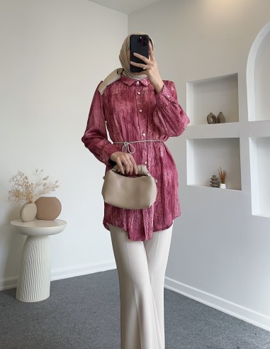 5073 kemerli gömlek - vişne