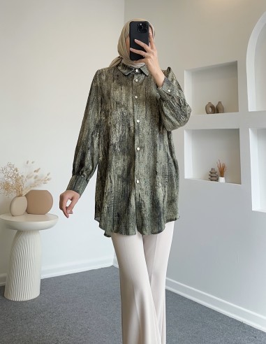 5073 kemerli gömlek - yeşil