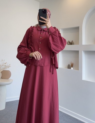 7287 bağlamalı ikili takım- bordo