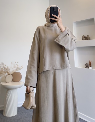 2876 seyyar kemerli takım - bej