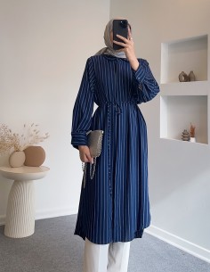 7774 çizgili kuşaklı tunik...