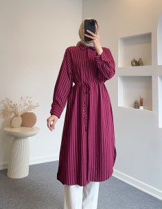 7774 çizgili kuşaklı tunik...