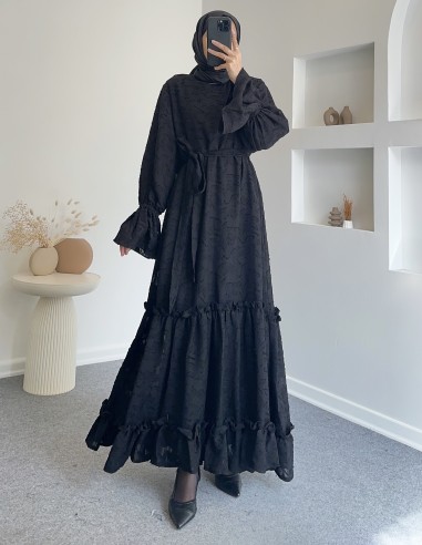 51083 kolları büzgülü taylı elbise...