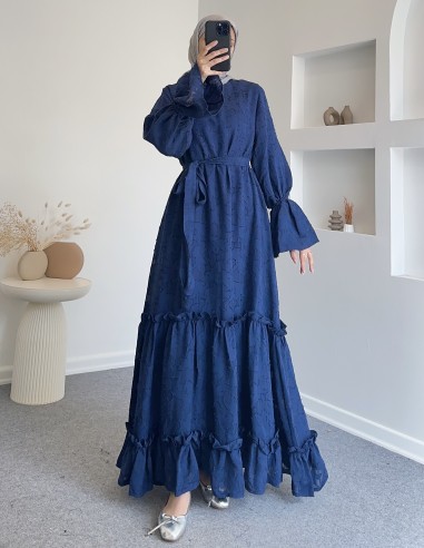 51083 kolları büzgülü taylı elbise...