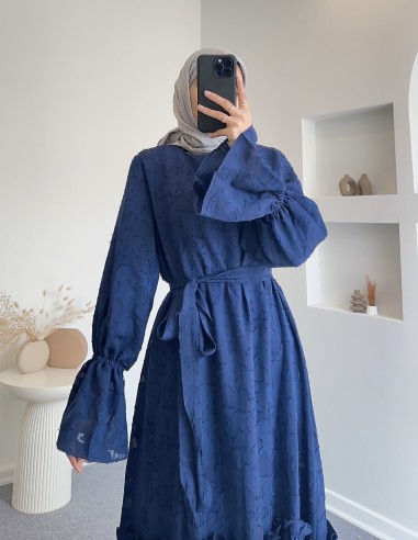 51083 kolları büzgülü taylı elbise...