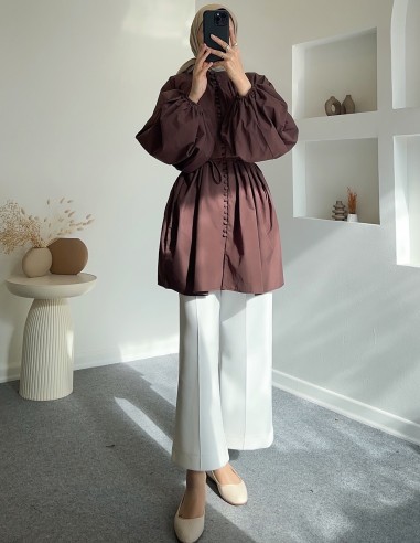 HY24311 düğmeli poplin gömlek-...