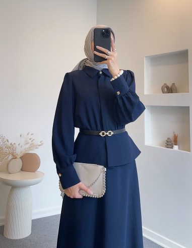 2986 gold düğmeli takım - lacivert