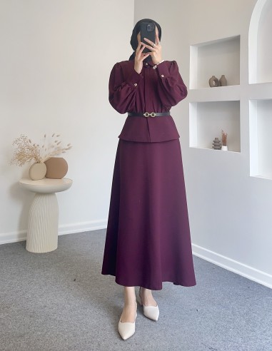 2986 gold düğmeli takım - Bordo