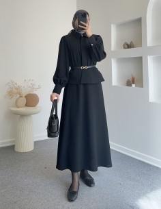 2986 gold düğmeli takım -Siyah 2