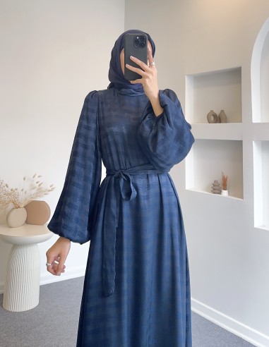 6085 saten elbise- lacivert