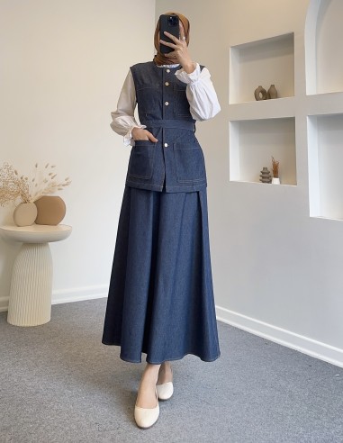 511119 cep detaylı yelekli kot...