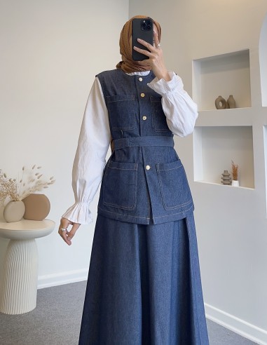 511119 cep detaylı yelekli kot...