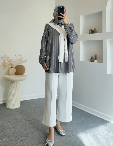 5170 yaka detay gömlek - gri