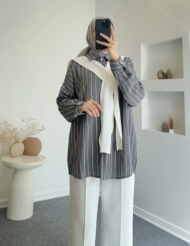 5170 yaka detay gömlek - gri