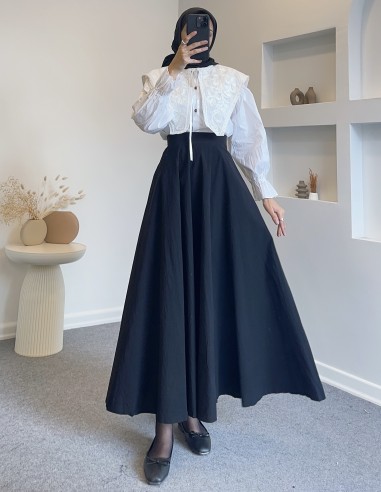 5285 Fransız güpür gömlek - beyaz