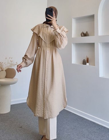 7776 asimetrik parçalı pamuklu tunik-...