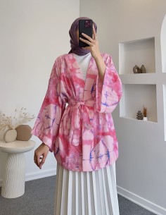 D29189 pamuklu kimono - pembe