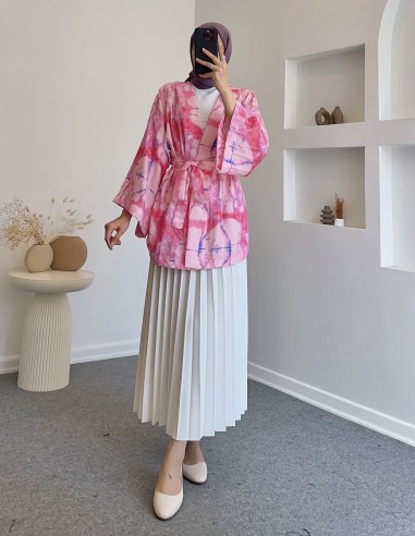 D29189 pamuklu kimono - pembe