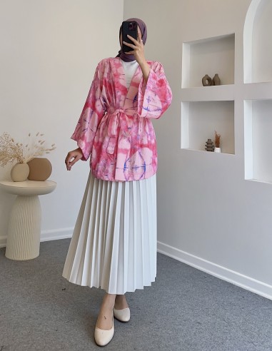 D29189 pamuklu kimono - pembe