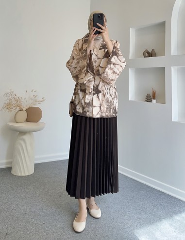 D29189 pamuklu kimono - Kahverengi