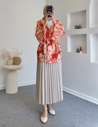 D29189 pamuklu kimono -Turuncu