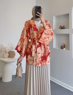 D29189 pamuklu kimono -Turuncu