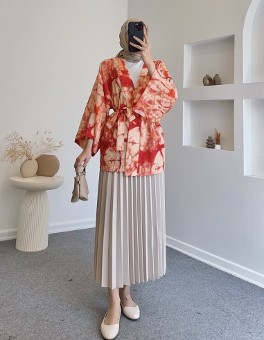 D29189 pamuklu kimono -Turuncu