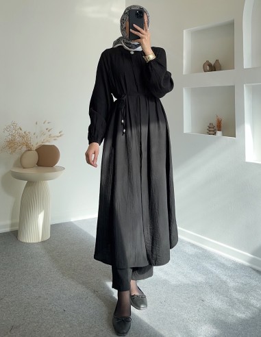 8251 gizli düğmeli pantolon takım-siyah