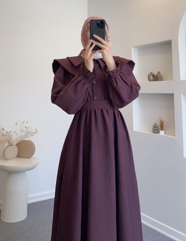 7809 modern tasarım elbise - bordo