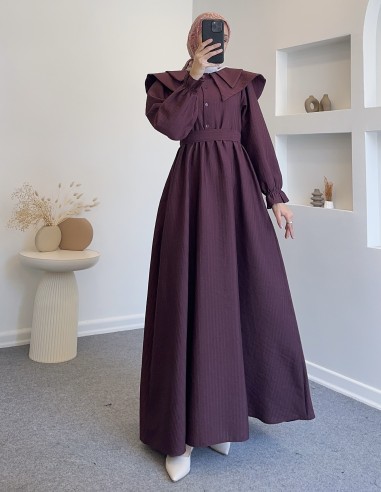 7809 modern tasarım elbise - bordo