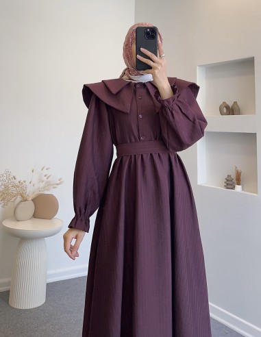 7809 modern tasarım elbise - bordo