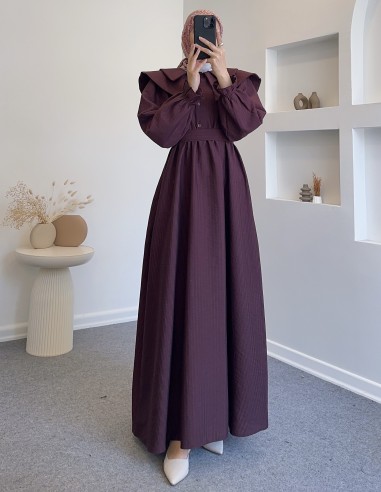 7809 modern tasarım elbise - bordo