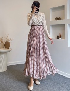 633 desenli pliseli etek -...