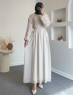 5279 kat şifon elbise - Krem 2